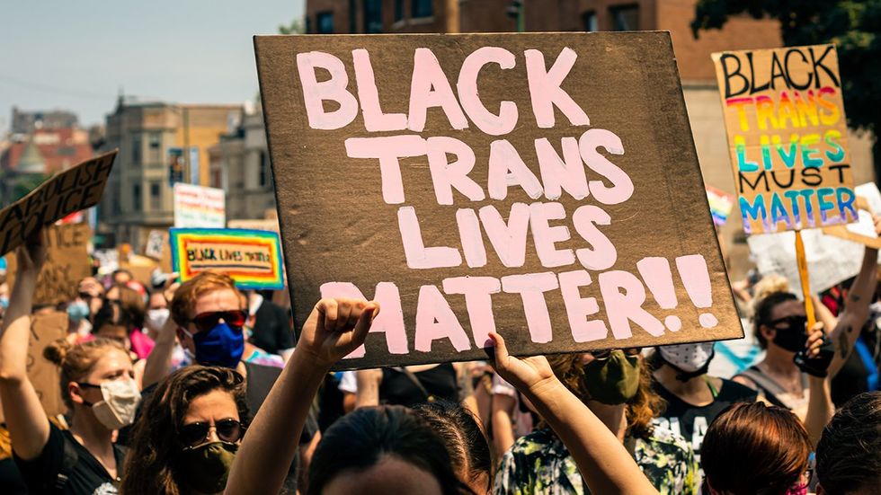 black trans lives matter sign equality rights march chicago 2020