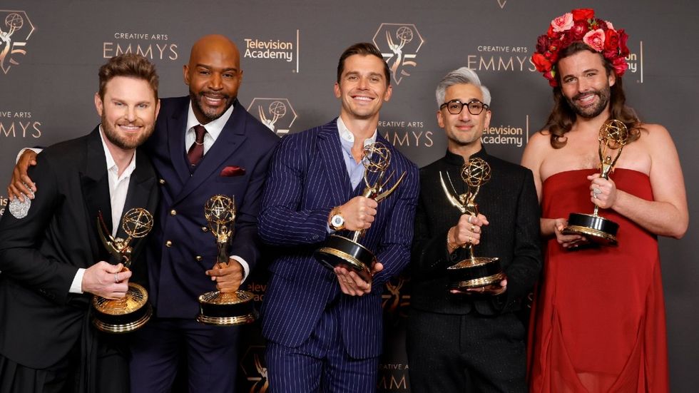 Where is the drama? Bobby Berk poses with 'Queer Eye' costars amid Emmy win