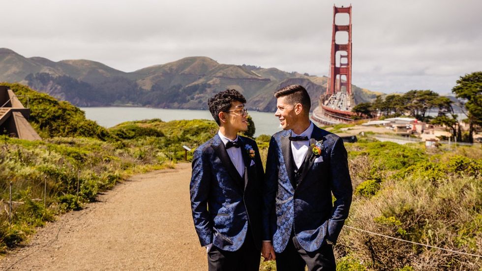 Cory Allen husband Johnny Presidio Wedding Golden Gate Bridge view San francisco California