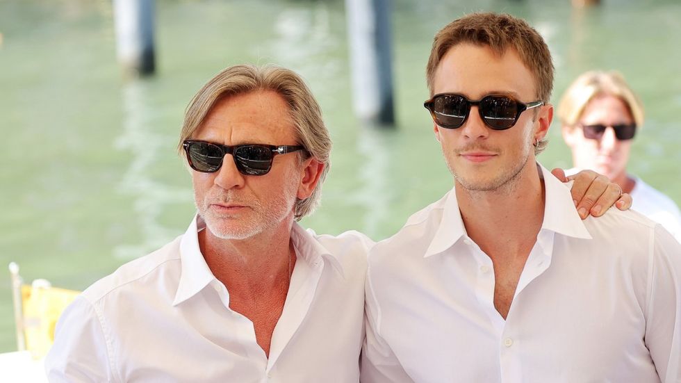 Drew Starkey and Daniel Craig are seen at the 81st Venice International Film Festival at Darsena Casino on September 03, 2024 in Venice, Italy.