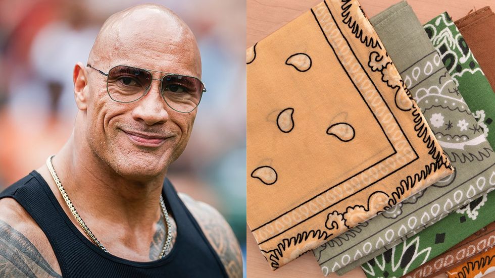 dwayne johnson the rock wrestler Close up folded bandanas beige on top