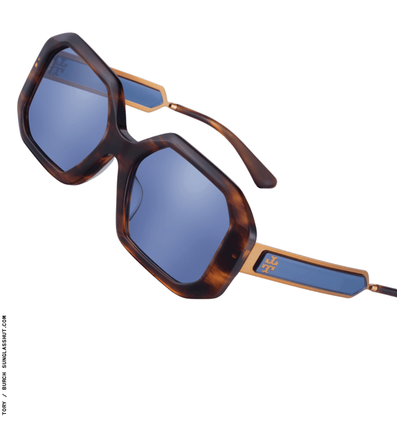 Tory Burch Kira Oversized Geometric Sunglasses in Blue