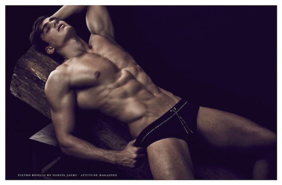 Pietro Boselli dons socks and skimpy briefs in smoking new Bench