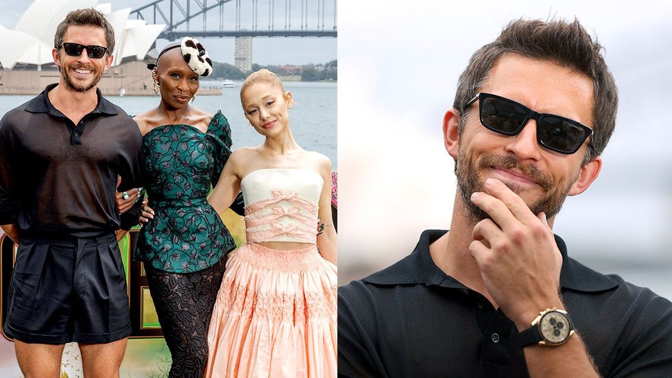 Jonathan Bailey Cynthia Erivo and Ariana Grande pose for a photocall for the Australian premiere of Wicked movie