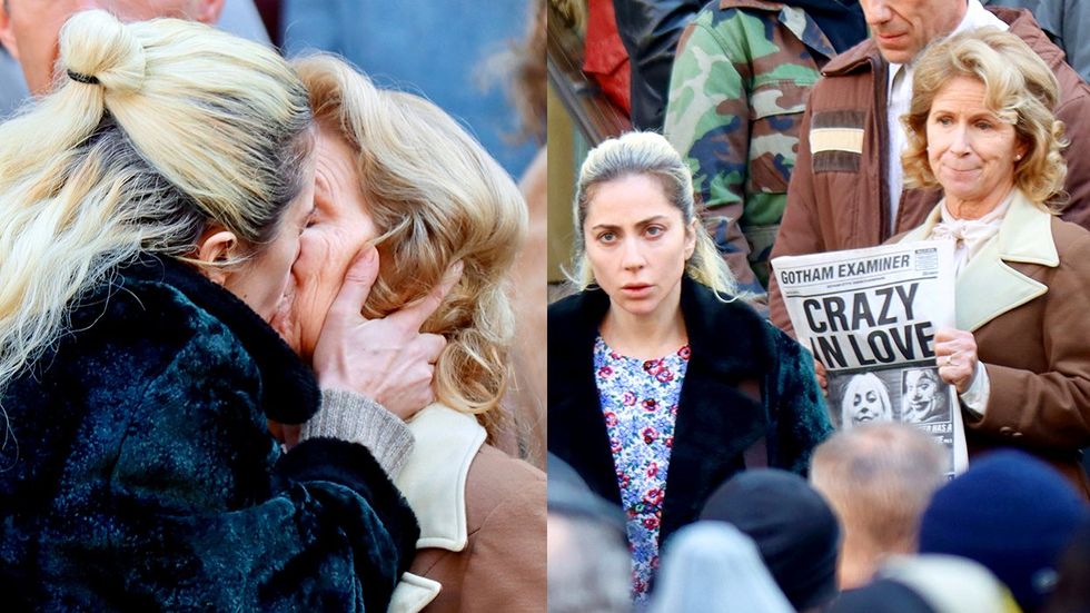 Lady Gaga kissing a woman on the set of Joker 2 in New York City