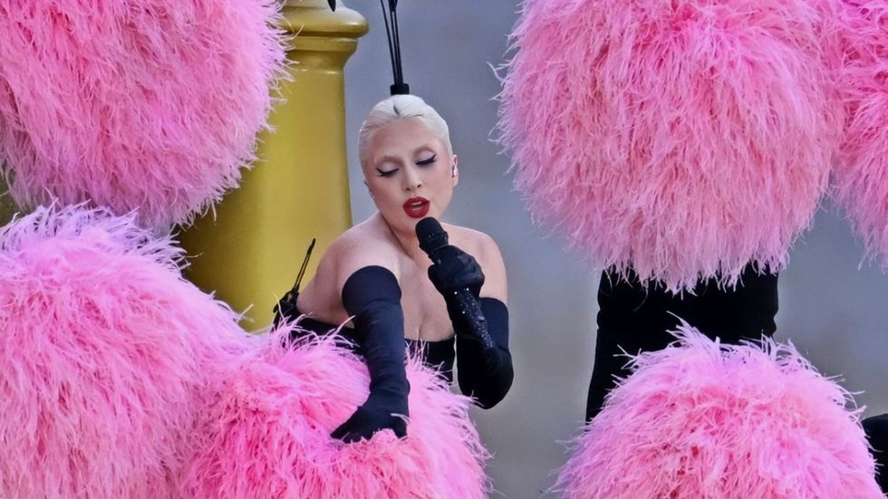 Lady Gaga performing at the Paris 2024 Olympics