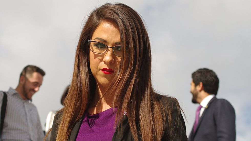 Lauren Boebert outside the Capitol after voting not to continue funding the government