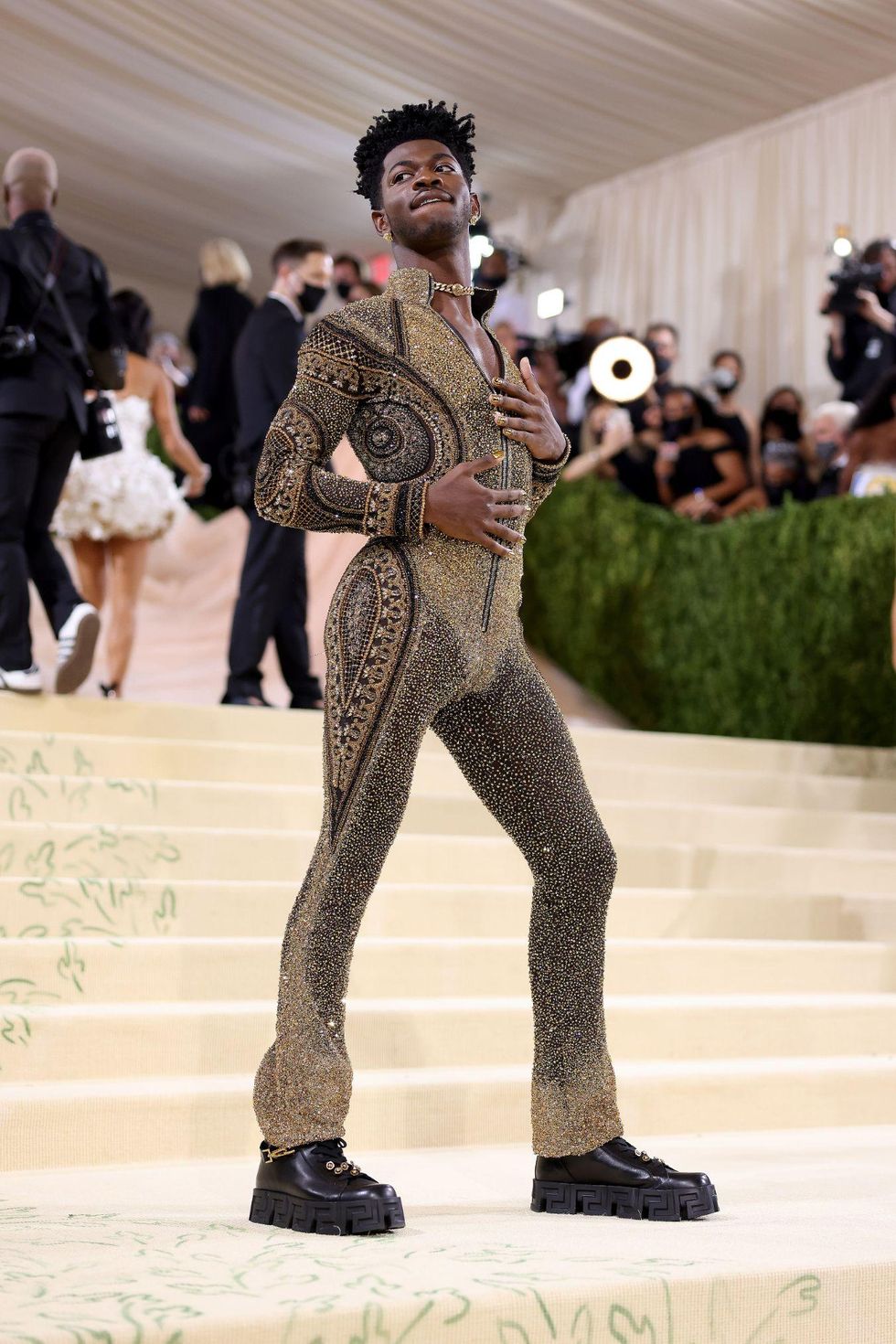 Lil Nas X Dripped in Gold on the Met Gala 2021 Red Carpet