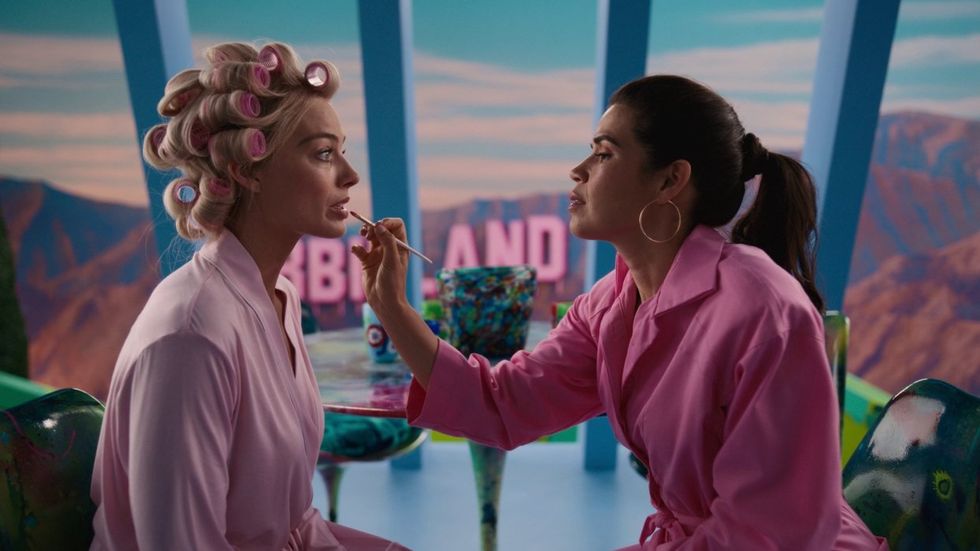 Margot Robbie and America Ferrera in Barbie