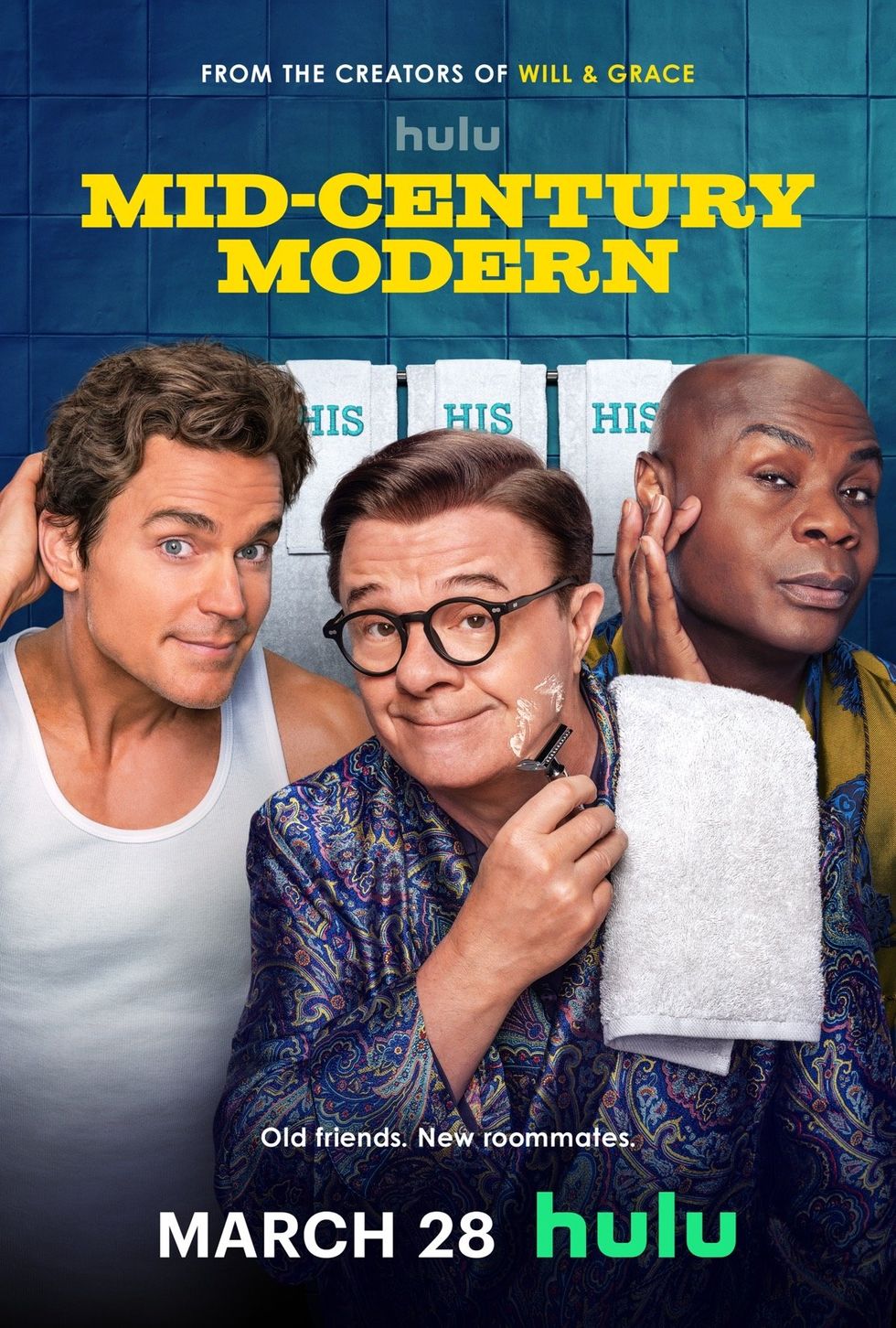 Matt Bomer, Nathan Lane and Nathan Lee Graham on the modern poster from the middle of the century