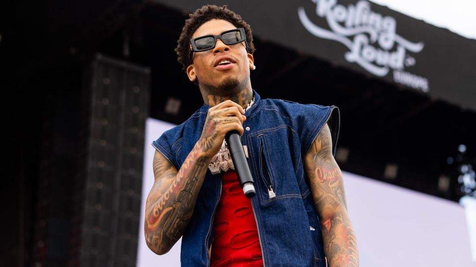 NLE Choppa performs at day 2 of Rolling Loud Europe 2024 at Magna Racino on July 7, 2024 in Vienna, Austria.