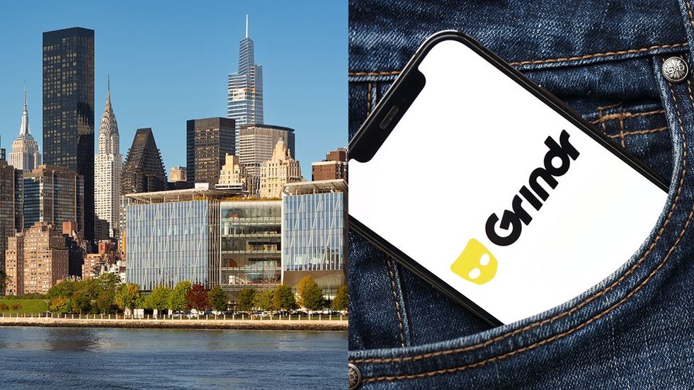 NYC upper east side skyline grindr app cell phone jeans pocket