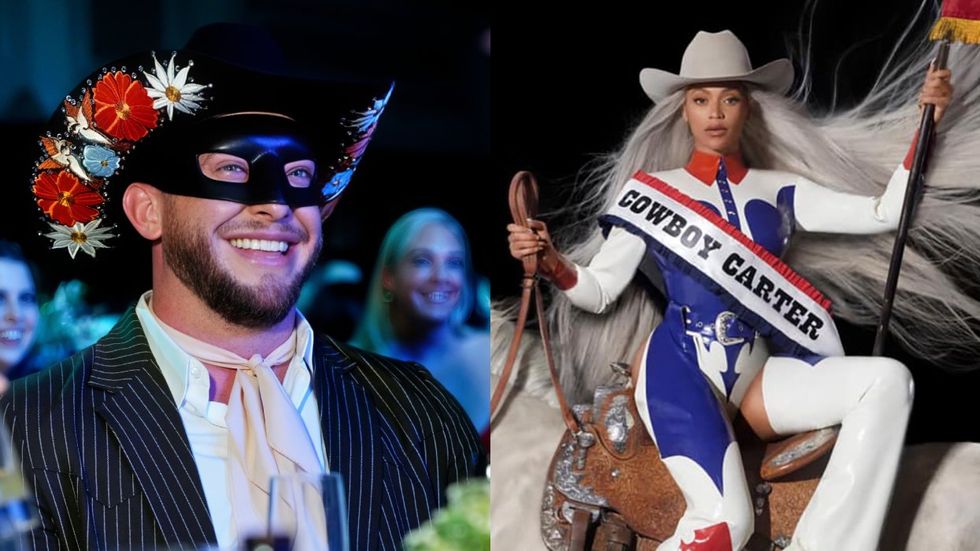 Orville Peck at the GLAAD Media Awards; Beyoncé in the Cowboy Carter album cover