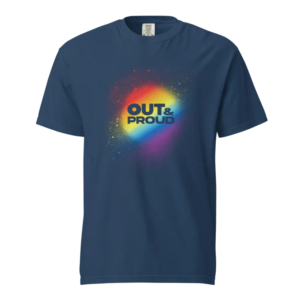 Out & Proud Rainbow Spray Unisex Dyed Heavyweight T-shirt