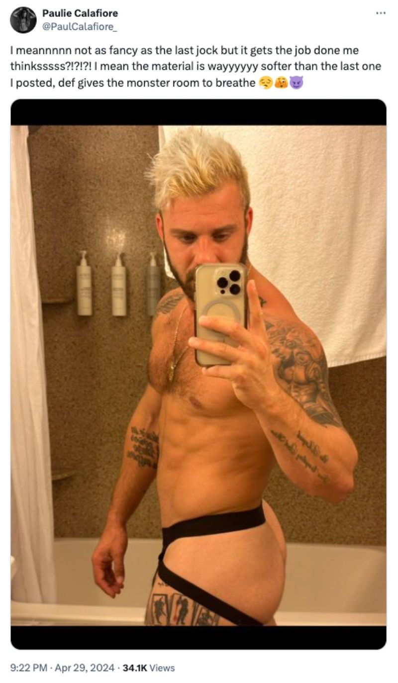 Paulie Calafiore is reviewing jockstrap & sharing pics