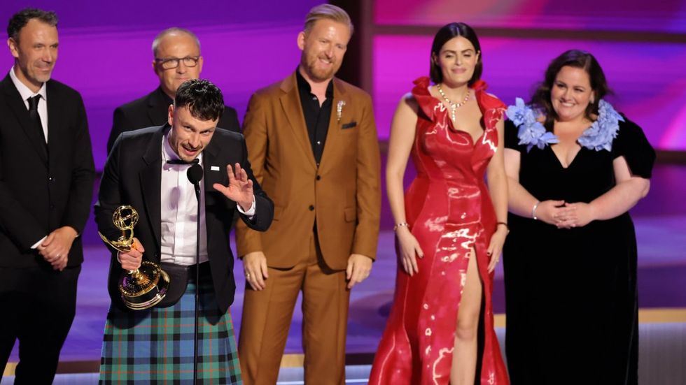 The cast & crew of Netflix's 'Baby Reindeer' on stage at the 76th annual Primetime Emmys.