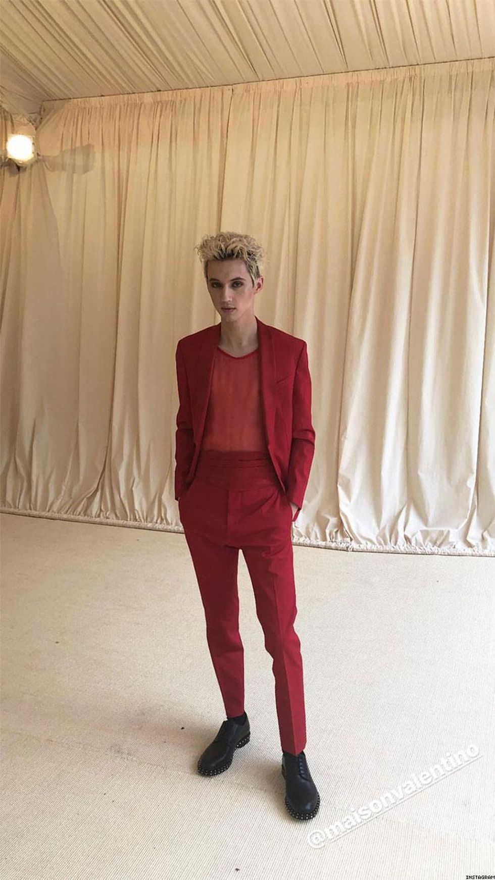 Troye Sivan Wore a SeeThrough Mesh Top to the Met Gala