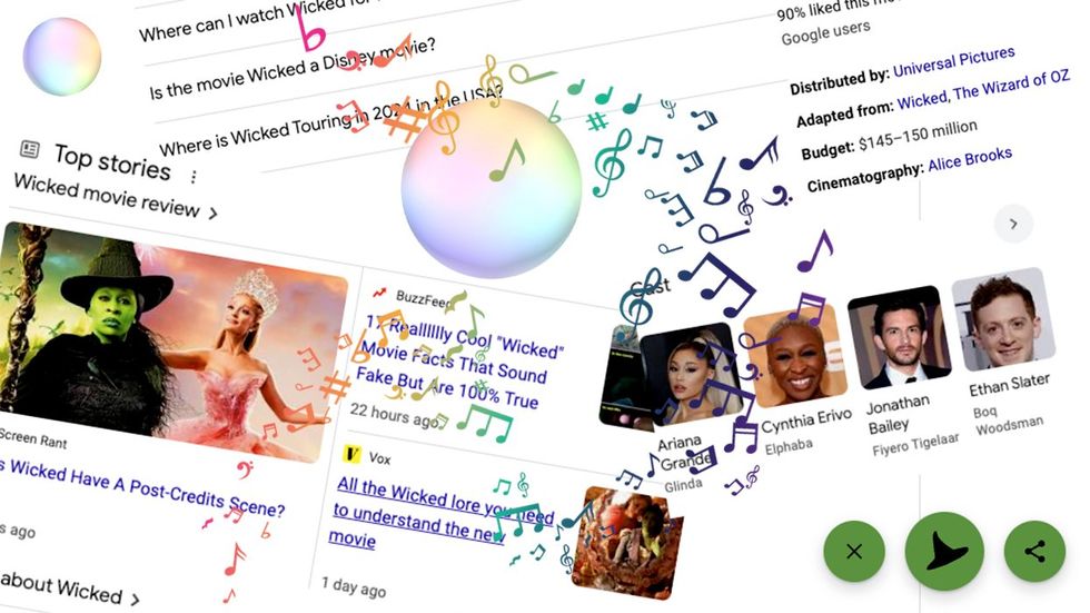 wicked google click widget movement music bubbles