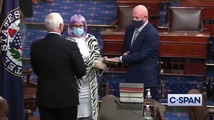 Bi Senator Kyrsten Sinema 'Trolling' Mike Pence In Wig Goes Viral